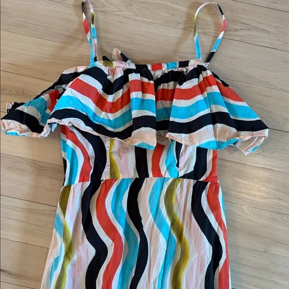 Farm Rio Sleeveless Ruffle Maxi Dress-100% Cotton-Boho-Festival-XS - Picture 3 of 9